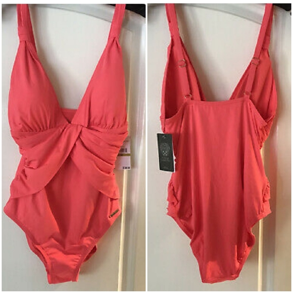 Vince Camuto Other - Vince Camuto Swim Spring Cruise One Piece Bathing Suit Hot Coral size 10